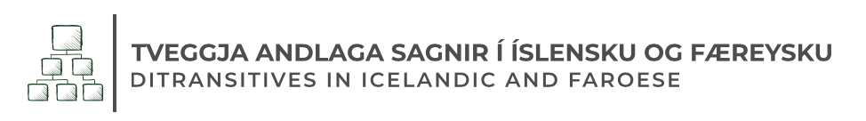 Logo for Tveggja andlaga sagnir í íslensku og færeysku